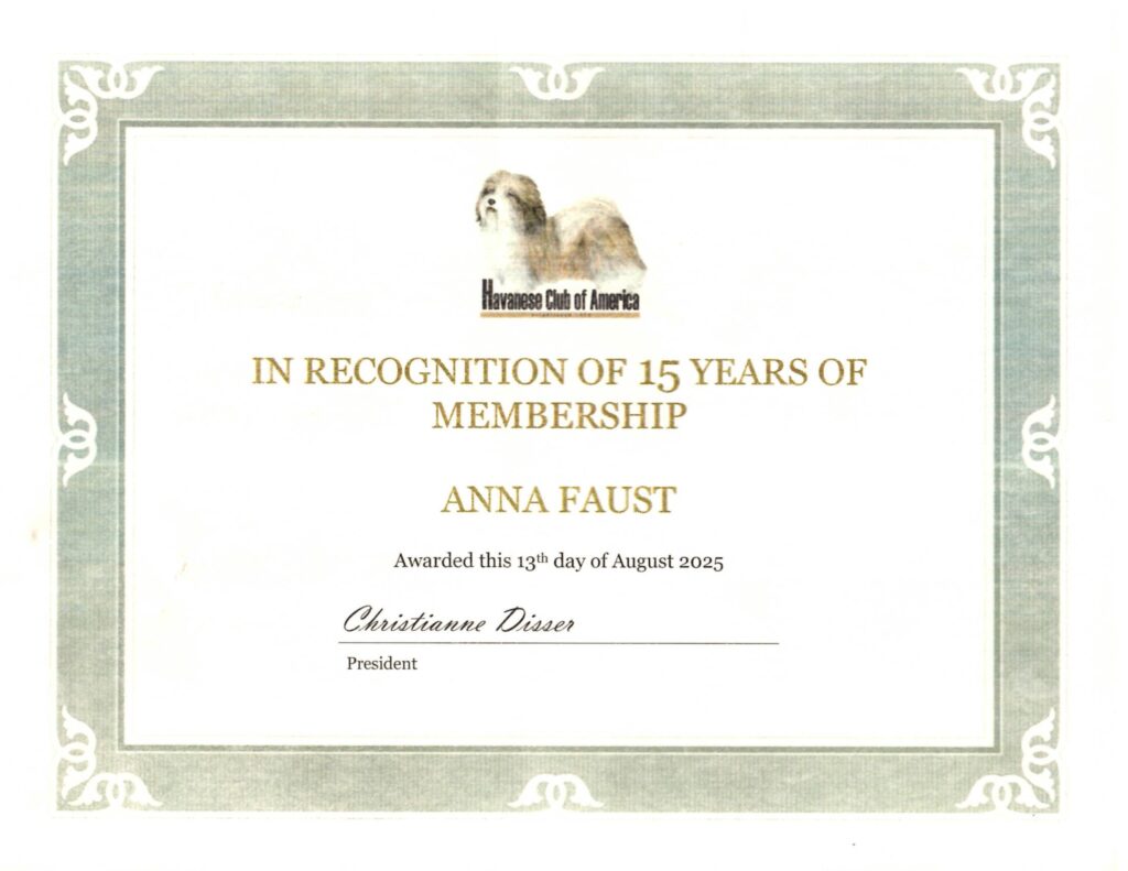 HCA 15 Year Certificate