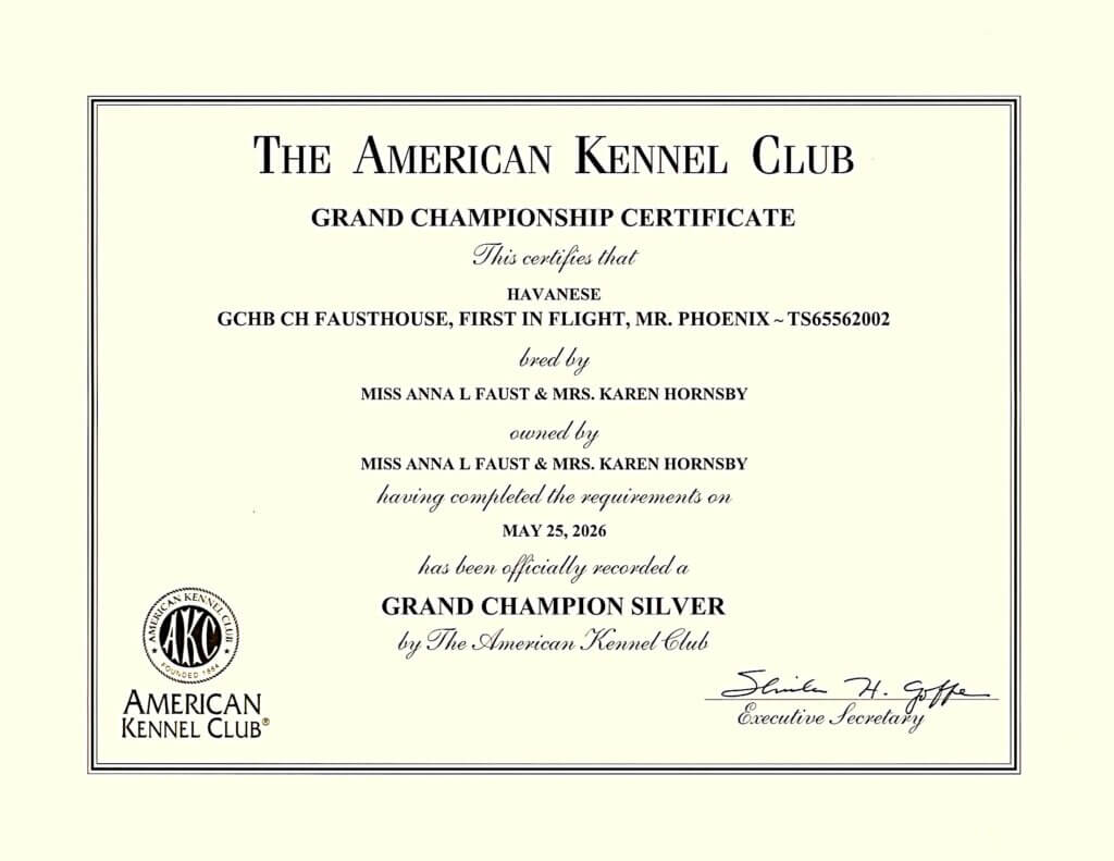 Phoenix AKC Silver Certificate